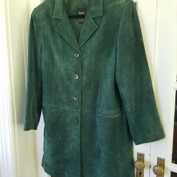 Vintage - Green Suede Long Blazer Coat - Picture 3 of 8